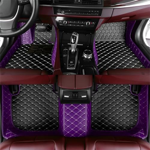 Customized Personalized Car Mats - All Weather Men's and Women's Floor mats Suitable for 99% of vehiclesPads Protection Non-Slip Leather Floor Liners (Purple and Black Beige) - color: Purple and black beige 3D