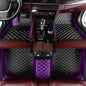 Customized Personalized Car Mats - All Weather Men's and Women's Floor mats Suitable for 99% of vehiclesPads Protection Non-Slip Leather Floor Liners (Purple and Black Beige) - color: Purple and black beige 3D