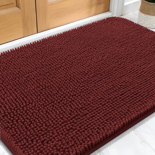 OLANLY Dog Door Mat for Muddy Paws 30x20, Absorbs Moisture and Dirt, Absorbent Non-Slip Washable Doormat, Quick Dry Chenille Mud Mat, Entry Indoor Entryway Carpet for Inside Floor, Caramel Russet - color: Caramel Russet, size: 30" X 20"
