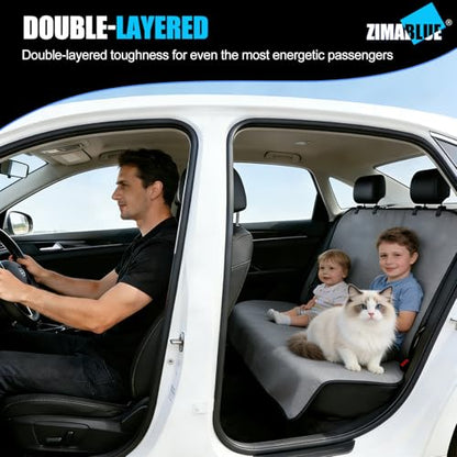 Waterproof Rear Bench Seat Cover for Kids and Pets, 3-Layer Back Seat Protector for SUVs, Sedans and Minivans, Machine Washable Non-Slip Towel Seat Cover for Spills, Pet Hair and Daily Mess