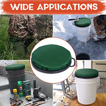5 Gallon Bucket Seat, 360-Degree Swivel Seat Foam Cushion Bucket Seat Lid with Waterproof Cover for Dove Duck Hunting, Fishing, Baseball, Gardening and Camping - color: Green