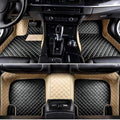 Custom Personalized Floor Mats for Cars，Luxury Full Coverage All Weather Car Floor Mats，Anti-Slip Leather Car Mat Set ，Custom Floor Mats for Cars, Trucks & SUVs (Beige and Black)