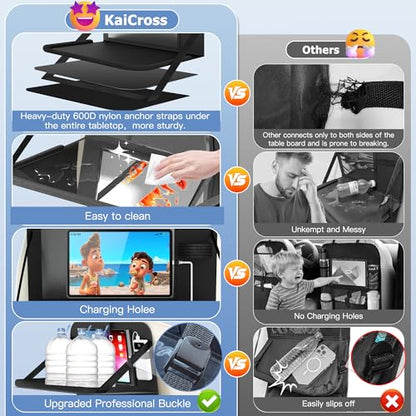 KaiCross Backseat Car Organizer with Upgraded Foldable Tray, Car Seat Organizer for Kids, Travel Accessories with 9 Storage Pockets,Car Seat Organizer Backseat with Touch Screen-1 Pack - size: 1 Pack