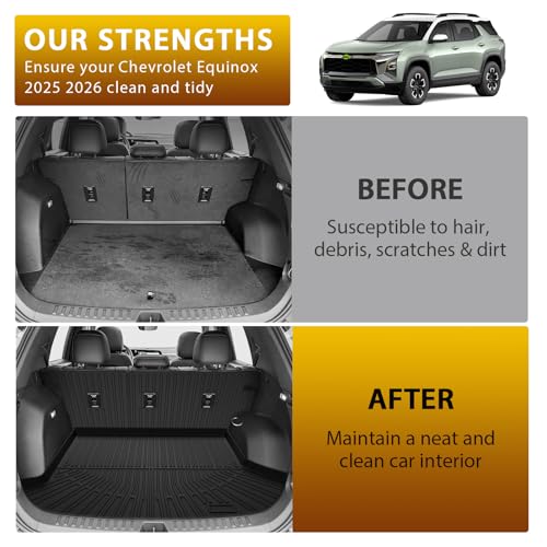 Floor Mats for 2025 2026 Chevrolet Chevy Equinox (Non EV) / GMC Terrain Car Mat, All Weather TPE Custom Cargo Liner Seat Back Cover Protectors Accessories (Floor Mats+Backrest Mat+Trunk Mat) - size: 2)Chevrolet Equinox Gas/GMC Terrain｜25-26｜Full Set