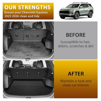 Floor Mats for 2025 2026 Chevrolet Chevy Equinox (Non EV) / GMC Terrain Car Mat, All Weather TPE Custom Cargo Liner Seat Back Cover Protectors Accessories (Floor Mats+Backrest Mat+Trunk Mat) - size: 2)Chevrolet Equinox Gas/GMC Terrain｜25-26｜Full Set