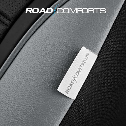 Road Comforts Leather Seat Covers, Breathable Car Seat Covers Full Set for Men,Airbag Compatible, Automotive Seat Covers Set Universal Fit Most Cars,Vans,Truck,SUV - color: Gray Full Set