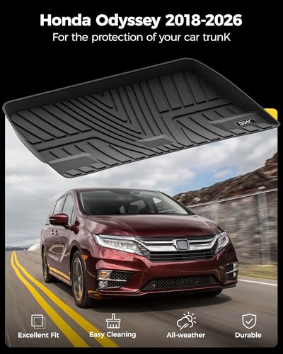 3W Cargo Liner Fit for Honda Odyssey 2018-2025 2026 Custom Fit Trunk Liner Mini Passenger Van, All Weather Use Heavy Duty Trunk Mat Black - size: 1. Odyssey|18-26|Cargo Liner