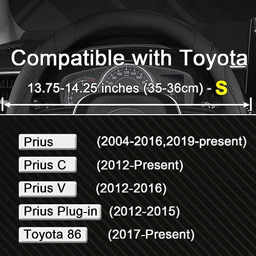 West Llama Customized Auto Car Steering Wheel Cover for Toyota Prius,86,13.75-14.25 inch - color: A-Black, size: Small Size (13 ¾''-14 ½'')