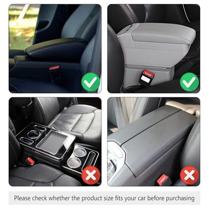 Stacool Upgraded Car Center Console Cover,Microfiber Leather Car Armrest Cover Cushion with 2 Storage Bags,Universal Car Armrest Storage Box (Gray) - color: Gray