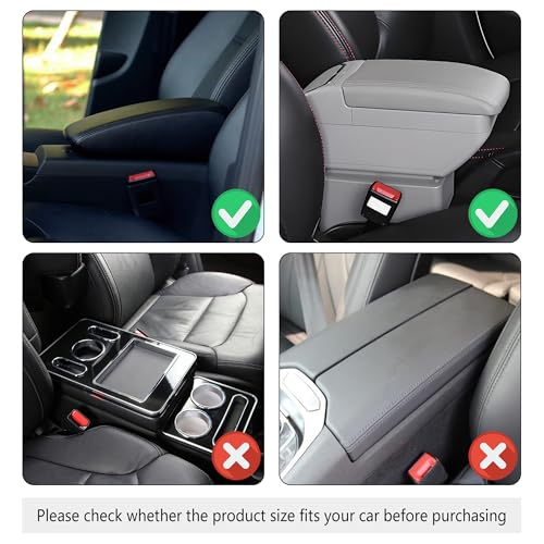 Stacool Upgraded Car Center Console Cover,Microfiber Leather Car Armrest Cover Cushion with 2 Storage Bags,Universal Car Armrest Storage Box (Gray) - color: Gray