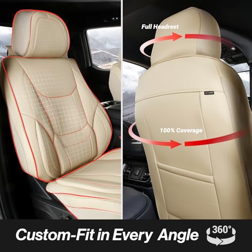 Coverland Custom Fit Car Seat Covers for Car Compatible with [Accord, Prius Prime, Avalon, Legacy, WRX, BRZ] Premium Waterproof Non-Slip Interior Seat Protector [Front Beige - Size Chart A19]