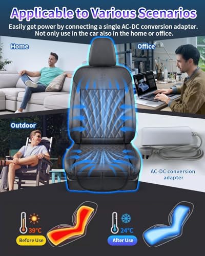 Air Suction Cooling Car Seat Cover Front Seat, 12V Circulation Ventilation Cooling Car Seat Cushion, Summer Cooling Seat Cushion Suitable for Car SUV Truck Universal Style, Classic Black