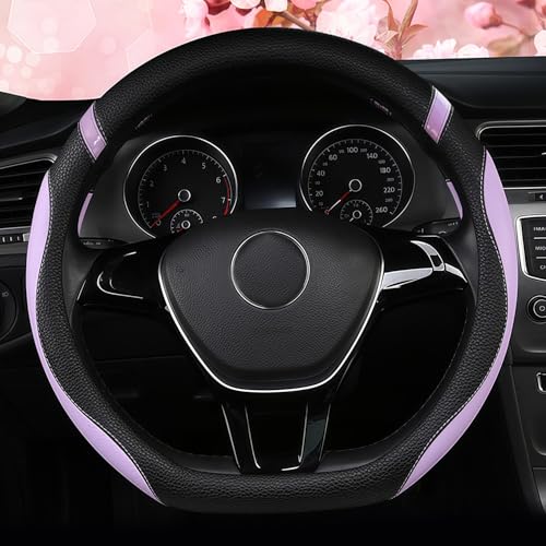 D-Shaped Flat Bottom Steering Wheel Cover for Women Girl, Stylish Car Accessory Non-Slip Car Interior Accessories (Purple)