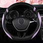 D-Shaped Flat Bottom Steering Wheel Cover for Women Girl, Stylish Car Accessory Non-Slip Car Interior Accessories (Purple)