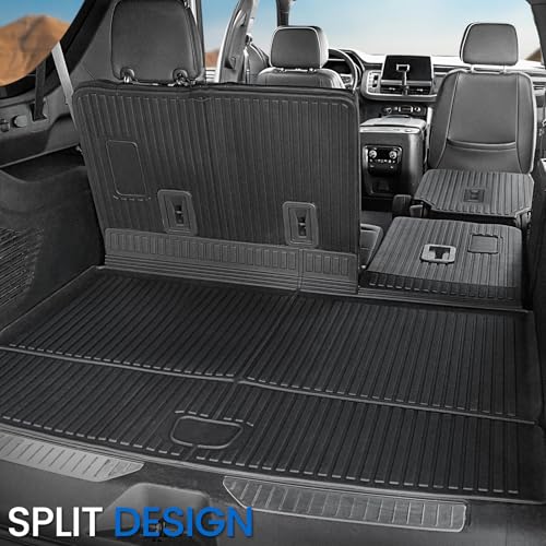 Floor Mats Cargo Mat for 2021-2024 2025 2026 Chevrolet Chevy Suburban/GMC Yukon XL/Cadillac Escalade ESV 7 Seats Car Mat Accessories, All Weather TPE Full Set Trunk Cargo Liner
