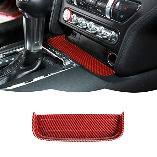 RT-TCZ Gear Shift Panel Storage Box Organizer Tray Center Console Trim Cover Interior Accessories for Ford Mustang 2015 2016 2017 2018 2019 2020 2021,Red Carbon Fiber - color: Red Carbon Fiber Grain