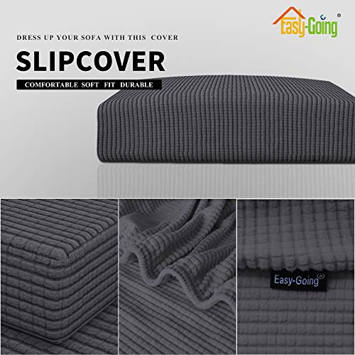 Easy-Going Stretch Cushion Cover Sofa Cushion Furniture Protector Sofa Seat Sofa slipcover Sofa Cover Soft Flexibility with Elastic Bottom(Sofa Cushion, Dark Gray) - color: Dark Gray, size: Large