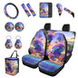 Forchrinse Hawaiian Octopus Car Seat Cover for Men Women 15Pack Auto Interior Set with Steering Wheel Cover/Armrest Cushion/Seatbelt Cover/Car Coaster/Keychain/Handbrake Gear Shift Cover - color: Hawaiian Octopus Print