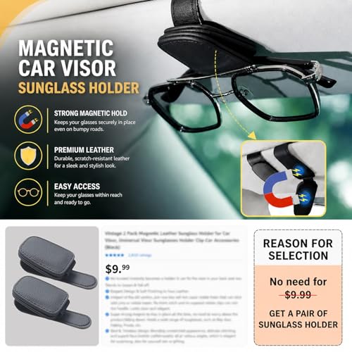 2-Pack Car Seat Gap Filler Compatible with Subaru Outback, Forester, Crosstrek, Ascent & Solterra Accessories, Seat Gap Organizer with Emergency Glass Breaker & 2 Sunglasses Holders, Black