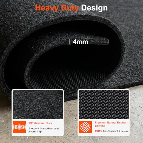 Heavy Duty Oil Spill Mat for Garage Floor, Extra Thick Absorbent with Anti-Slip Rubber Backing, Reusable Under Car Leak Pad (6.6 * 8.5FT)