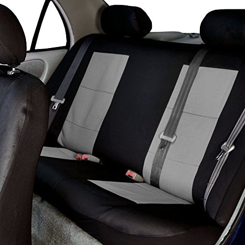 FH Group Universal Fit Full Set Neoprene Car Seat Covers for Low Back Front Seat Covers, Solid Back Seat Cover, Washable Seat Cover for SUV, Sedan, Van, Gray - color: Gray