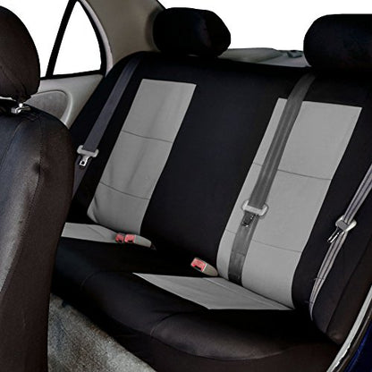 FH Group Universal Fit Full Set Neoprene Car Seat Covers for Low Back Front Seat Covers, Solid Back Seat Cover, Washable Seat Cover for SUV, Sedan, Van, Gray - color: Gray