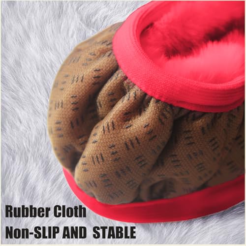 Furry Car Steering Wheel Cover, Fluffy Soft Warm Plush Non-Slip, 14 1/2-15 inch, for Women Girls, Red - color: single cover - red