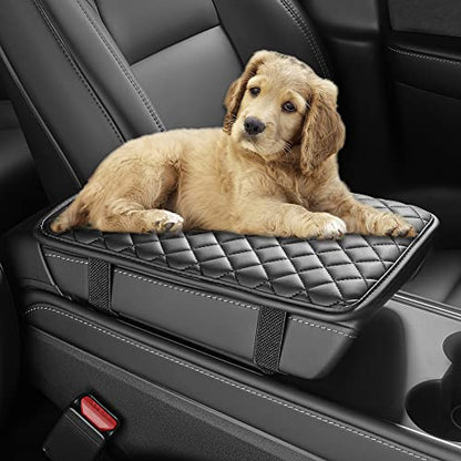 Car Armrest Covers, Vehicle Center Console Cover, Middle Storage Organizer Pads, Dog & Cat Paws Protetor, Nappa Leather, Waterproof, Anti-Slip, Auto Interior Accessories, Black, Size S
