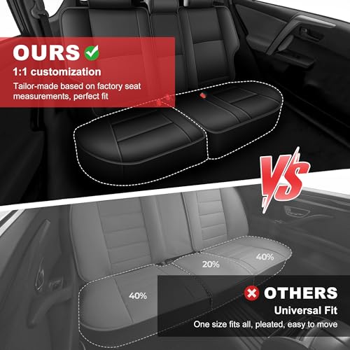TTX LIGHTING Custom Fit Seat Covers for Toyota RAV4 2013-2018 Full Set 5 Seats Premium Waterproof Faux Leather Airbag Compatible Black - size: 12.RAV4 2013-2018(Gas only) 5 Seat Full Set