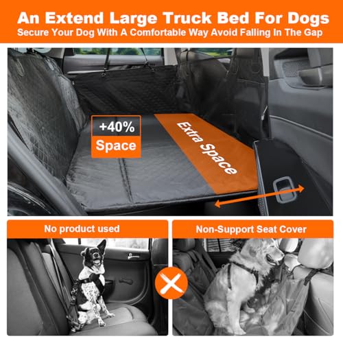 Vailge Dog Car Seat Cover for Trucks,Large Back Seat Extender for Dogs,Waterproof Non Inflatable Hard Bottom Dog Seat Cover for Trucks F150, RAM1500,Silverado,GMC Sierra - size: X-Large