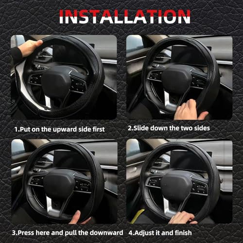 NBTEPEM Customized Auto Car Steering Wheel Cover for Toyota, Microfiber Leather Steering Wheel Covers with Anti-Slip Lining, Breathable, Safety, Soft, Sports Style (Black) - color: Black