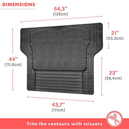 VaygWay Heavy Duty Cargo Liner Trunk Floor Mat – All Weather Trunk Protection Floor Mat - Black Rubber Trimmable Durable Cargo Auto Mat – Universal Fit Car SUV Truck Auto - style: Cargo Floor Mat