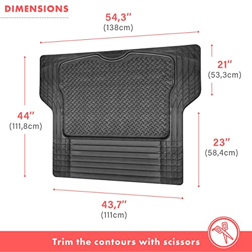VaygWay Heavy Duty Cargo Liner Trunk Floor Mat – All Weather Trunk Protection Floor Mat - Black Rubber Trimmable Durable Cargo Auto Mat – Universal Fit Car SUV Truck Auto - style: Cargo Floor Mat