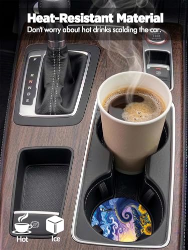 Car Coasters for Cup Holders - 2 Pack 2.75" Universal Rubber Car Cup Coaster, Non-Slip Waterproof Car Interior Accessories, Cute Car Decor Gifts for Women and Men (Sunflower Starry Sky)