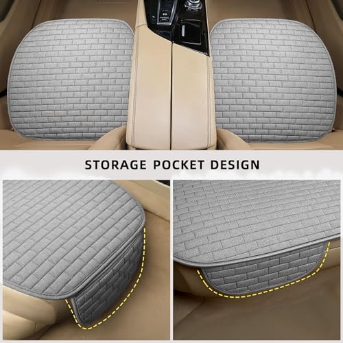 Gray Back Seat Cover, Car Back Seat Cover for Cars Truck SUV, Rear Seat Covers with Storage Pocket, Linen Bottom Backseat Cover for Most Vehicles-Gray,1 Pcs - color: Gray 1 Pcs