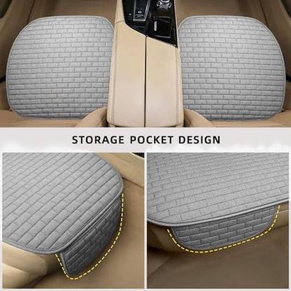 Gray Back Seat Cover, Car Back Seat Cover for Cars Truck SUV, Rear Seat Covers with Storage Pocket, Linen Bottom Backseat Cover for Most Vehicles-Gray,1 Pcs - color: Gray 1 Pcs