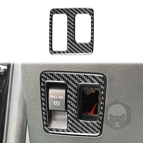 Carbon Fiber Color Parking Electronic Handbrake Hand Brake Panal Cover Trim Compatible with Ford F150 F-150 Raptor 2017 2018 2019 2020 Decorative Cover Accessories - color: Black 28