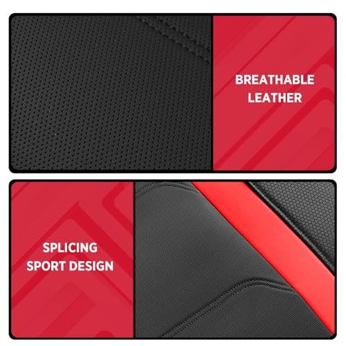 Rubbermaid Leather Car Seat Cover – Universal Front Seat Cover, Airbag Compatible, Easy to Install, Water-Resistant and Durable Automotive Seat Cover for Cars, Trucks, SUVs, Vans – Red - color: Red