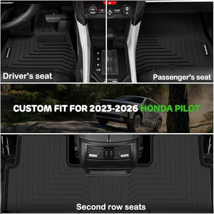 Floor Mats for 2023-2026 Honda Pilot Upgrade Trunk Mat with Backrest Mat All Weather Floor Liners TPE Rubber Cargo Liner Fit for 2026 Honda Pilot Anti-Slip Full Set Automobile Mats Accessories - size: for 2023-2026 Honda Pilot All Mats