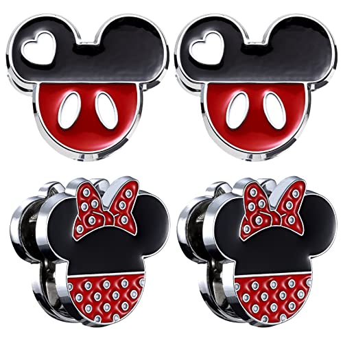 Pangpai Cute Car Hooks 4 Pcs, Rhinestones Car Organizer Interior Accessories, Car Dashboard Decorations Hook for Grocery Bags Umbrellas Handbag Purse - color: micke*2+minni*2