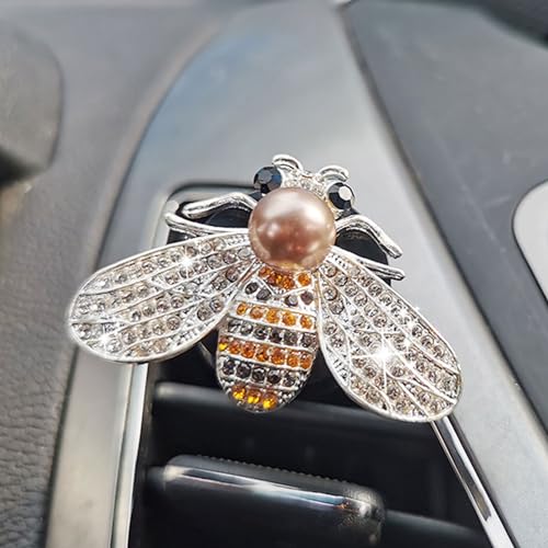 2Pcs Car Air Vent Clip,Bling Crystal Cute Bee Car Air Vent Clips, Car Air Conditioning Outlet Clip Decorative,Rhinestone Car Decoration for Women Interior Decor Bling Car Accessories