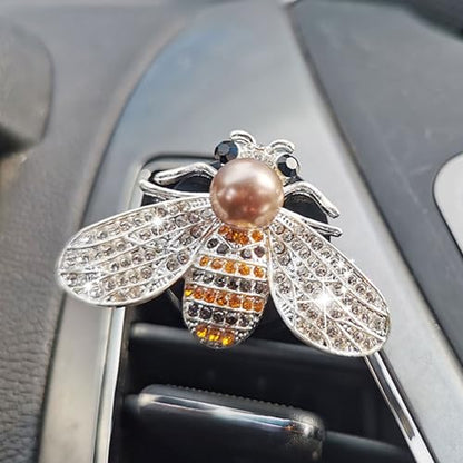 2Pcs Car Air Vent Clip,Bling Crystal Cute Bee Car Air Vent Clips, Car Air Conditioning Outlet Clip Decorative,Rhinestone Car Decoration for Women Interior Decor Bling Car Accessories