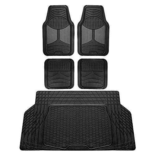 FH Group Monster Eye Full Set Rubber Floor Mats w. Trimmable Vinyl Trunk Liner/Cargo Mat Black- Fit Most Car, Truck, SUV, or Van (Black) F11313- F16403 - color: Gray / Black, size: Universal, style: Floor Mat + Cargo Mat Set