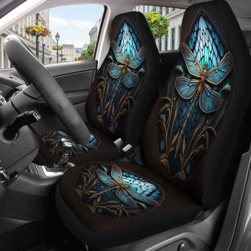 GENANY Dragonfly Car Seat Covers Set of 2, Breathable Front Seat Covers for Truck Sedan SUV, Dragonfly Car Accessories, Gift for Women Men - color: Dragonfly