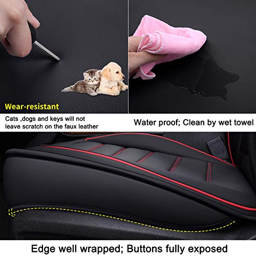LUCKYMAN CLUB 2 Front Silverado Seat Covers Fit for 2007-2025 Sierra Chevy Silverado 1500 2500 3500 with Water Proof Faux Leather (Black & Red 2 PCS) - color: Black & Red, size: Front set (2 pcs)