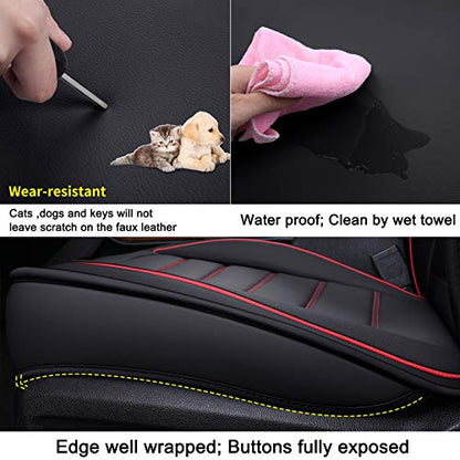 LUCKYMAN CLUB 2 Front Silverado Seat Covers Fit for 2007-2025 Sierra Chevy Silverado 1500 2500 3500 with Water Proof Faux Leather (Black & Red 2 PCS) - color: Black & Red, size: Front set (2 pcs)