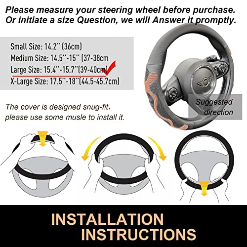 PINCTROT Large Size Comfy Grip Steering Wheel Cover, Anti-Slip Design, 15.5-15.75 Inch(Silicone Brown) - color: 8.Brown, size: Large Size[15 1/2''-15 3/4'']
