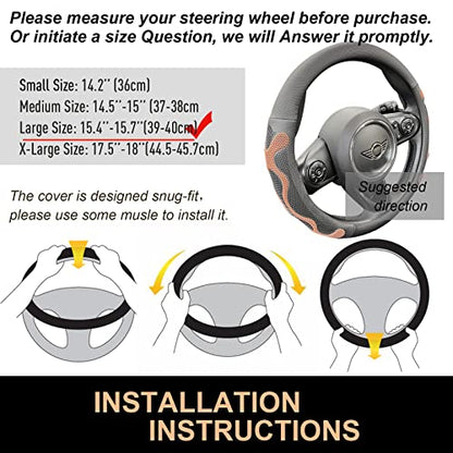 PINCTROT Large Size Comfy Grip Steering Wheel Cover, Anti-Slip Design, 15.5-15.75 Inch(Silicone Brown) - color: 8.Brown, size: Large Size[15 1/2''-15 3/4'']