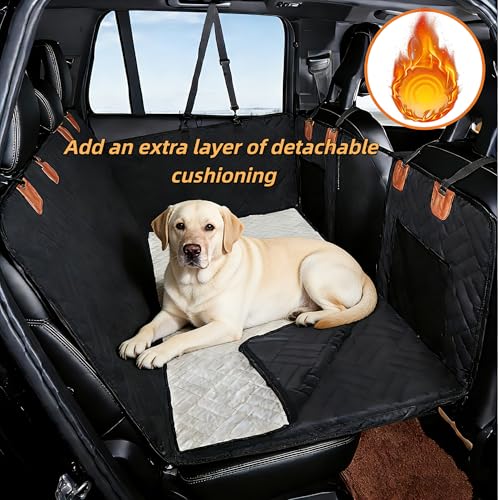 Dog Car Seat Covers,Back Seat Extender,Dog Seat Cover for Back Seat,Black,Replaceable Fleece pad,Waterproof,Dog Hammock for car - size: with arctic fleece washable pad
