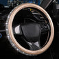 Bling Diamond Leather Steering Wheel Cover, Golden Steering Wheel Covers for Women Girls with Crystal Rhinestones, Universal Fit 14.5-15 Inch Car Steering Wheel Bling Cover Accessories - color: Golden